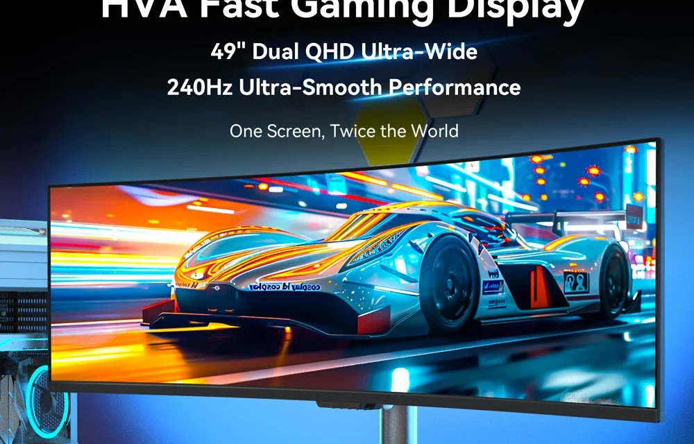 TITAN ARMY C49C1S gamer monitor: 49 hüvelykes ívelt kijelző, 240Hz, 1ms válaszidő