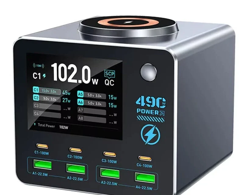 WLX-F1 140W GaN Tech 8-portos USB PD töltő digitális kijelzővel a tesztvárosban