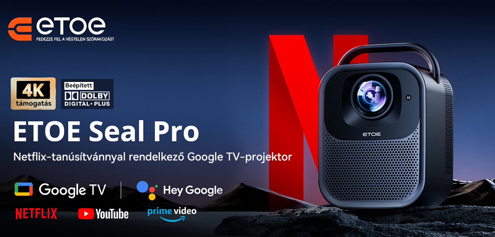ETOE Seal Pro 1300 ANSI 1080P projektor: beépített Netflix és Google TV