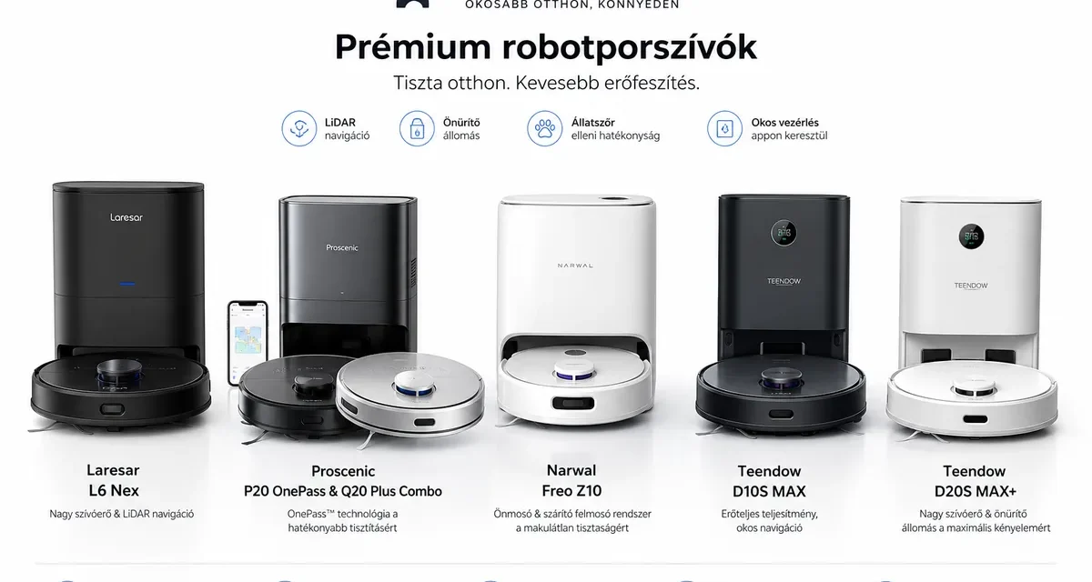 A legjobb robotporszívók 2026-ban: Top 5 modell a tesztváros szerint