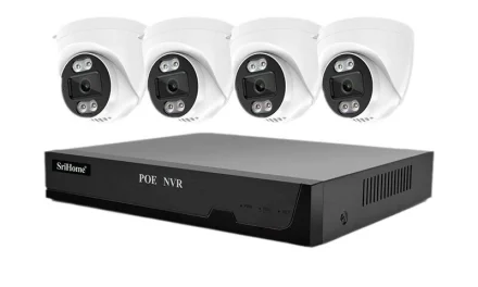 SriHome 5MP PoE NVR biztonsági kamera szett 4K felbontással otthonod védelmére