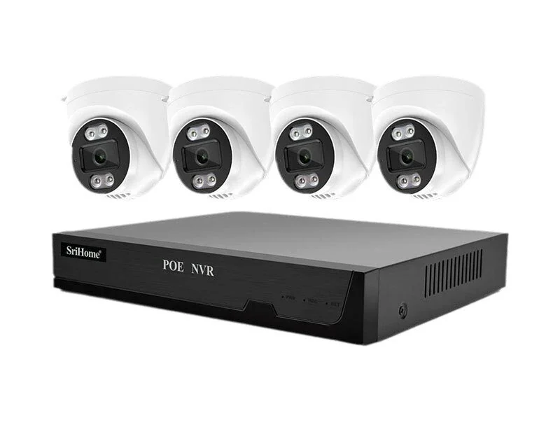 SriHome 5MP PoE NVR biztonsági kamera szett 4K felbontással otthonod védelmére