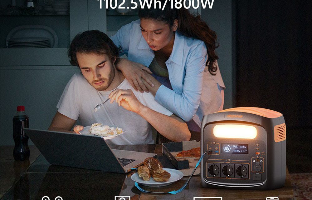 NECESPOW N1200 1102 5Wh LiFePO4 hordozható erőmű 1800W os villámtöltéssel