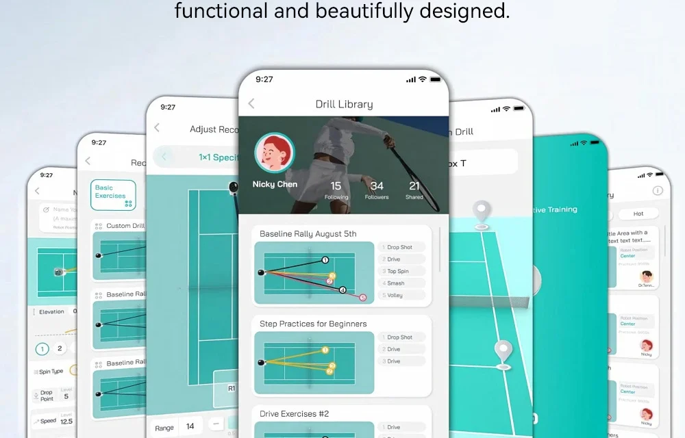 PONGBOT Pace S Pro teniszlabda gép Okos edzés időmegtakarítással