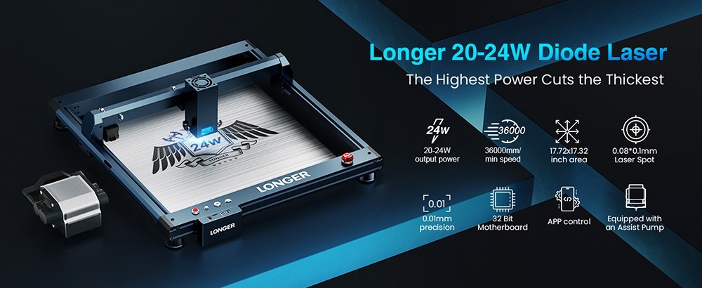 LONGER Laser B1 20W lézergravírozó határtalan alkotás gyorsan és precízen