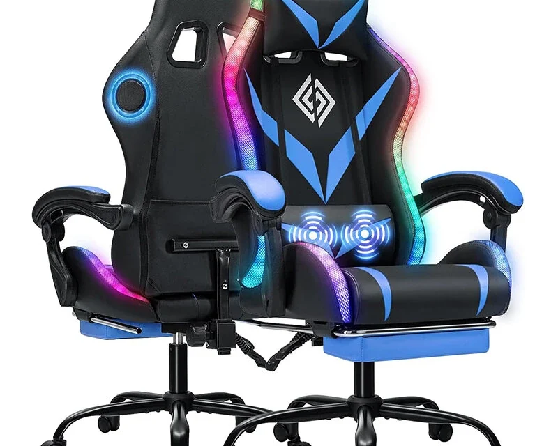 Hoffree gamer szék Bluetooth hangszóróval és RGB LED del a tesztvárosban