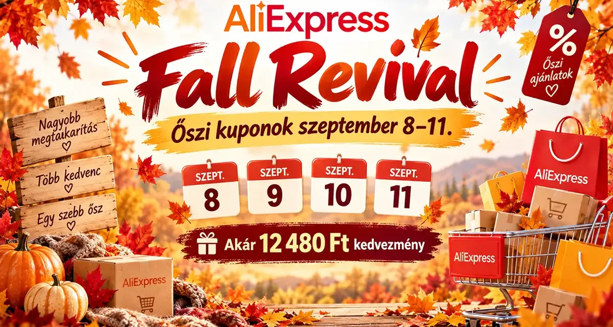 AliExpress őszi kuponeső 4 napos akció akár 12 480 Ft kedvezménnyel